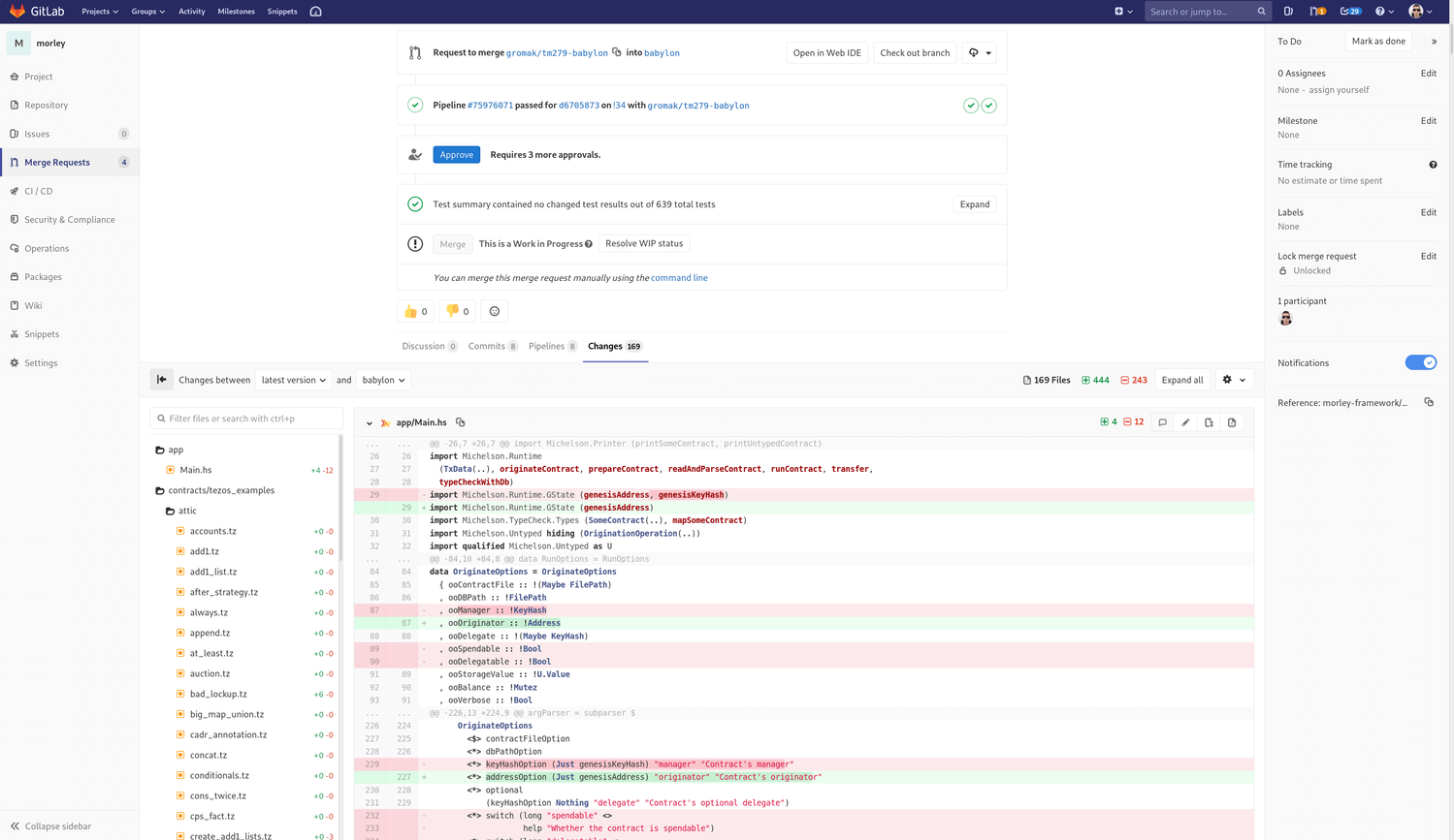 GitLab pull request changes