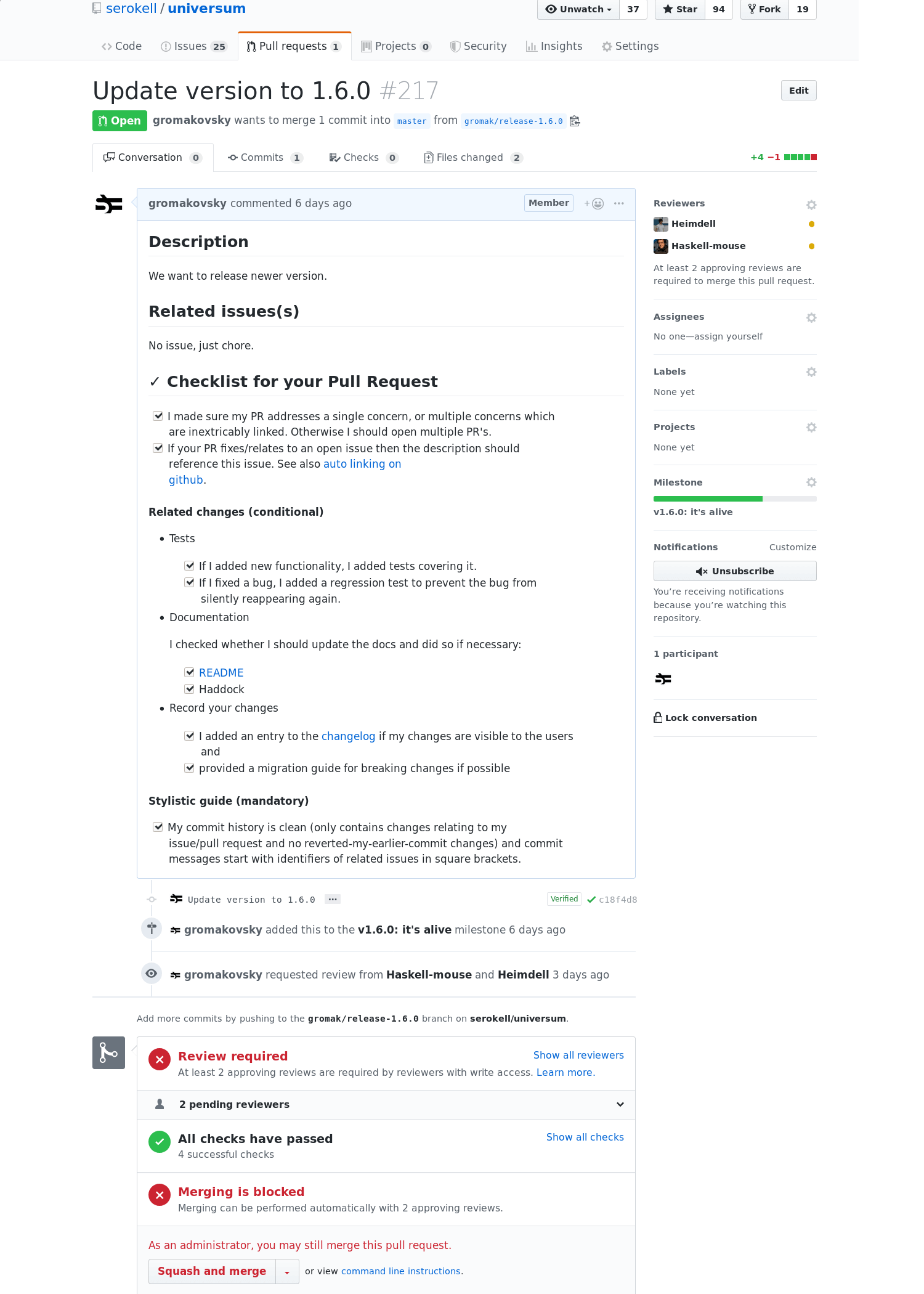 Pull requests in GitHub