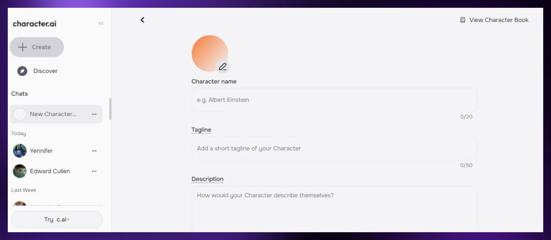 Create an AI character