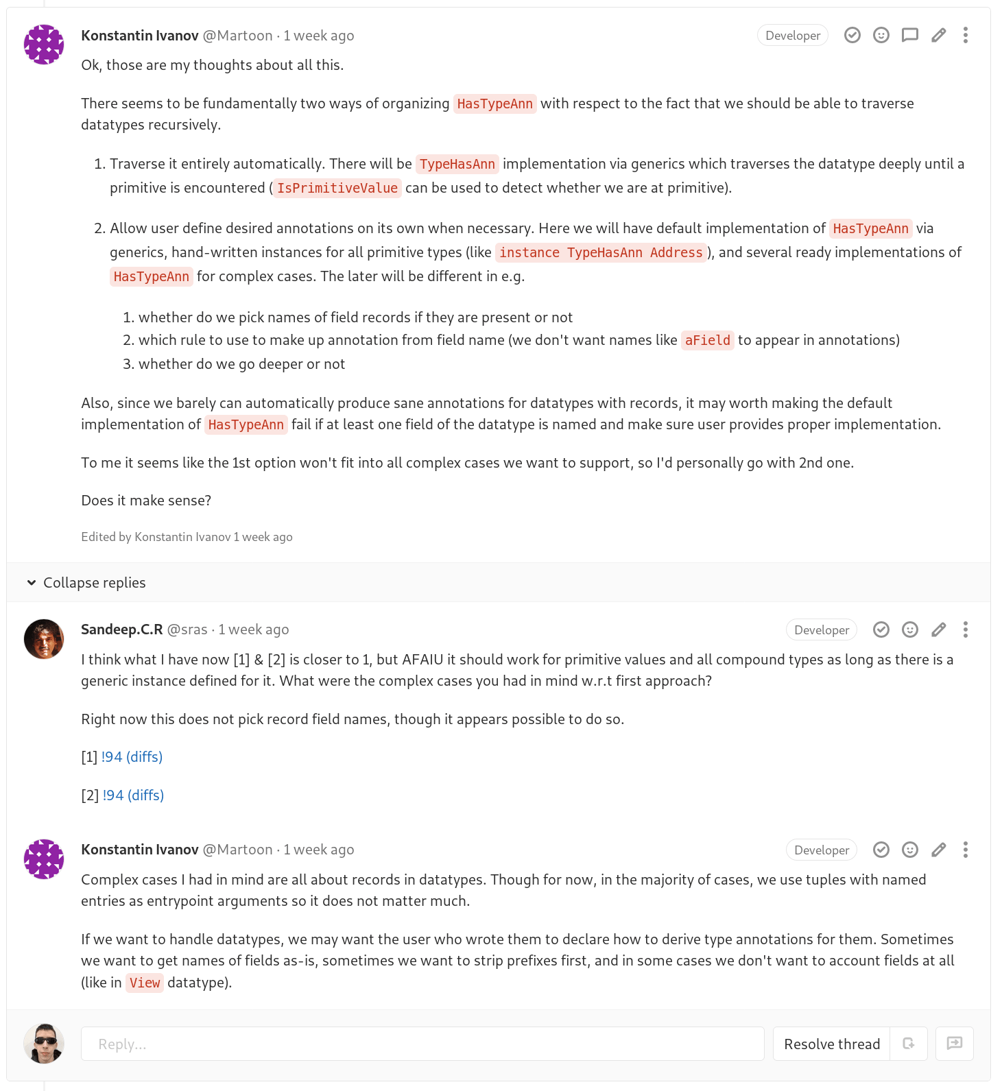 GitLab new thread