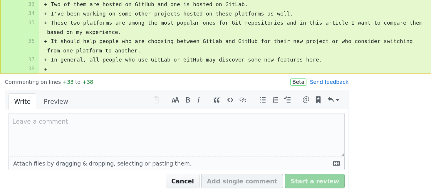 GitHub Multiline comments